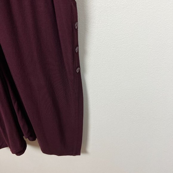 Universal Standard Shirt Dress Small 14 16 Burgundy Jersey Maxi Button Side Slit - Picture 5 of 14